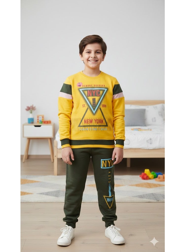 ماكاو طقم شتوي للأطفال خامة قطن 100% مبطن – طقم أطفال دافئ بخامة ناعمة مع طبقة خارجية تقيلة، معالج ضد الوبرة والبهتان، مناسب للمدرسة والاستخدام اليومي والخروجات(12سنه) - Image 2